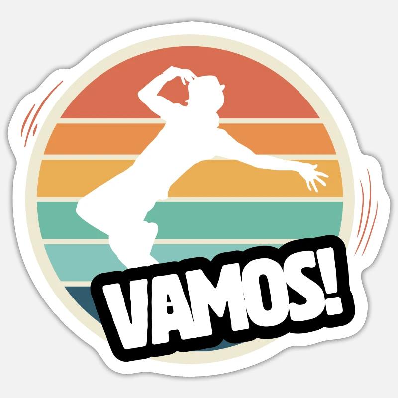 Vamos breakdance rétro - Sticker taille S (10 x 10 cm) - blanc mat