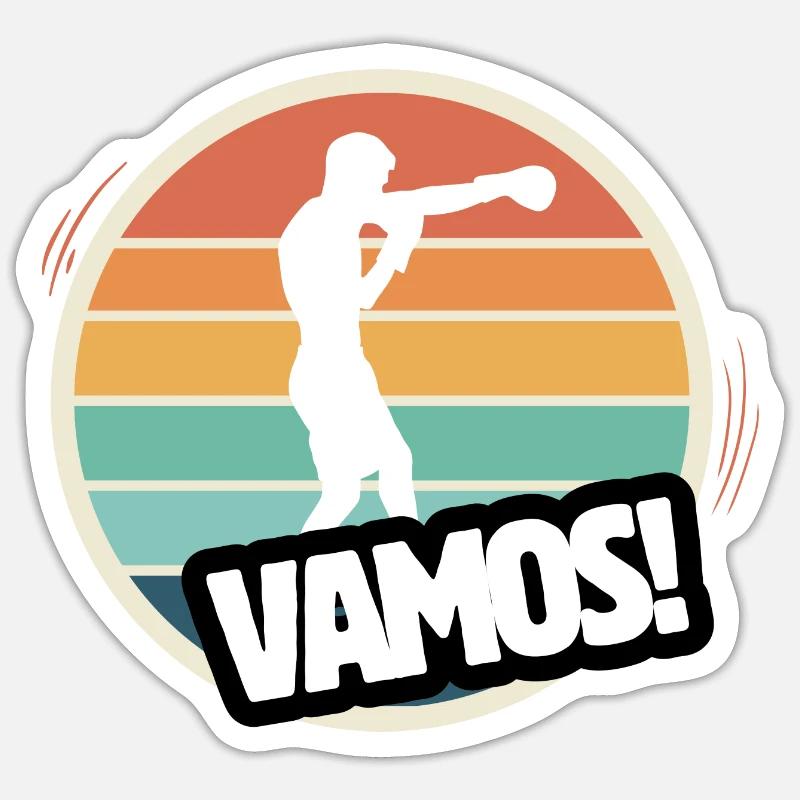 Vamos boxe rétro - Sticker taille S (10 x 10 cm) - blanc mat