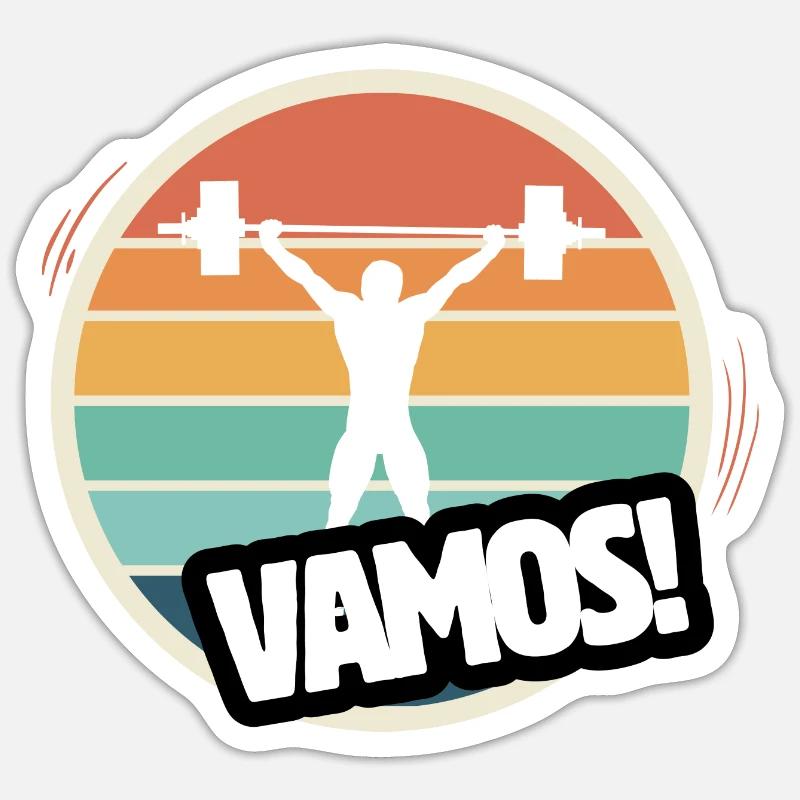 Vamos haltérophilie rétro - Sticker taille S (10 x 10 cm) - blanc mat