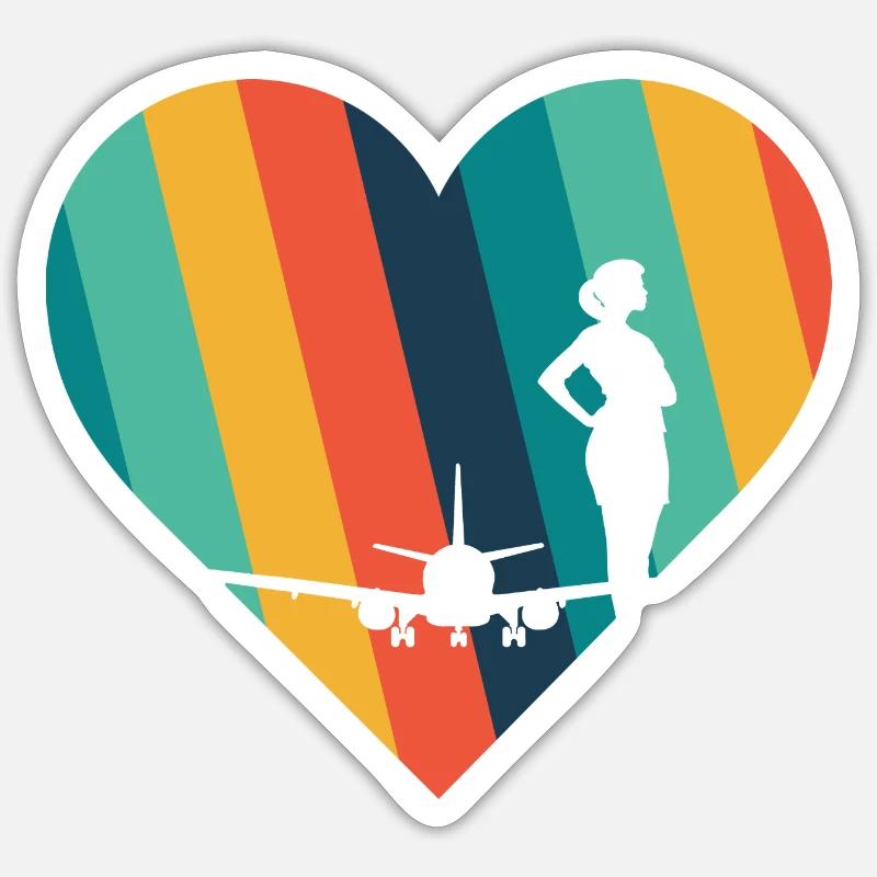 Stewardess Flugbegleiter Sticker Größe S (10 x 10 cm)