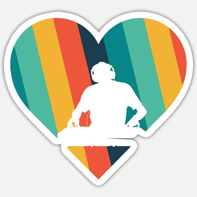DJ Rave Djing - Sticker taille S (10 x 10 cm) - blanc mat
