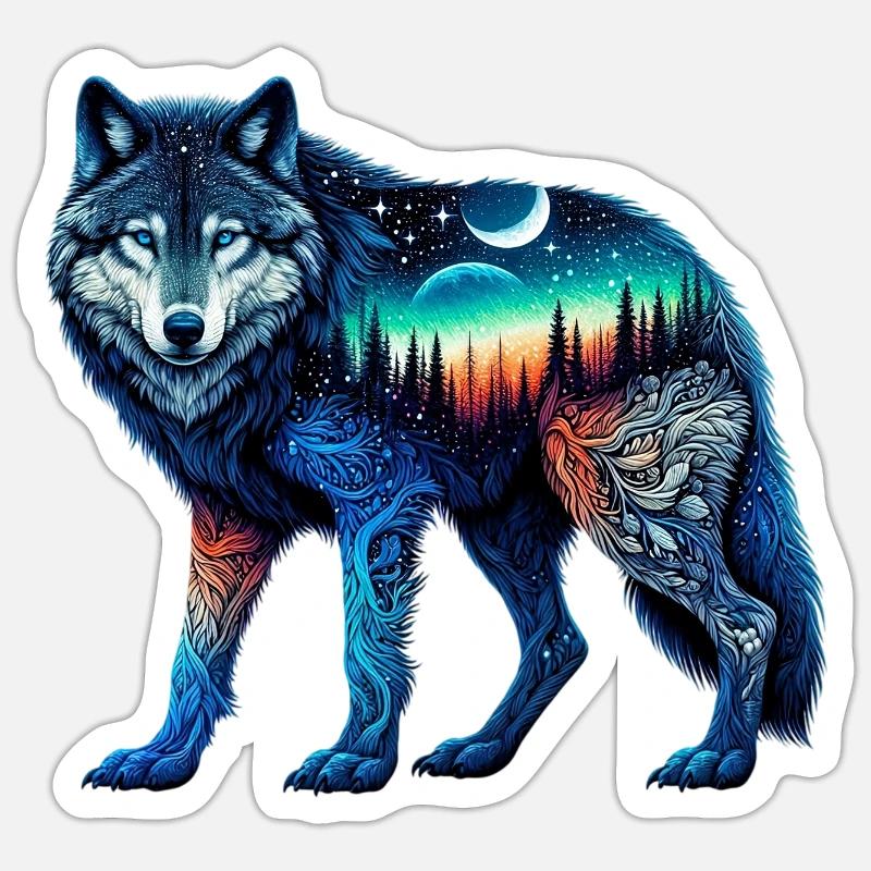 Wolf - Sticker Größe S (10 x 10 cm) - Mattweiß