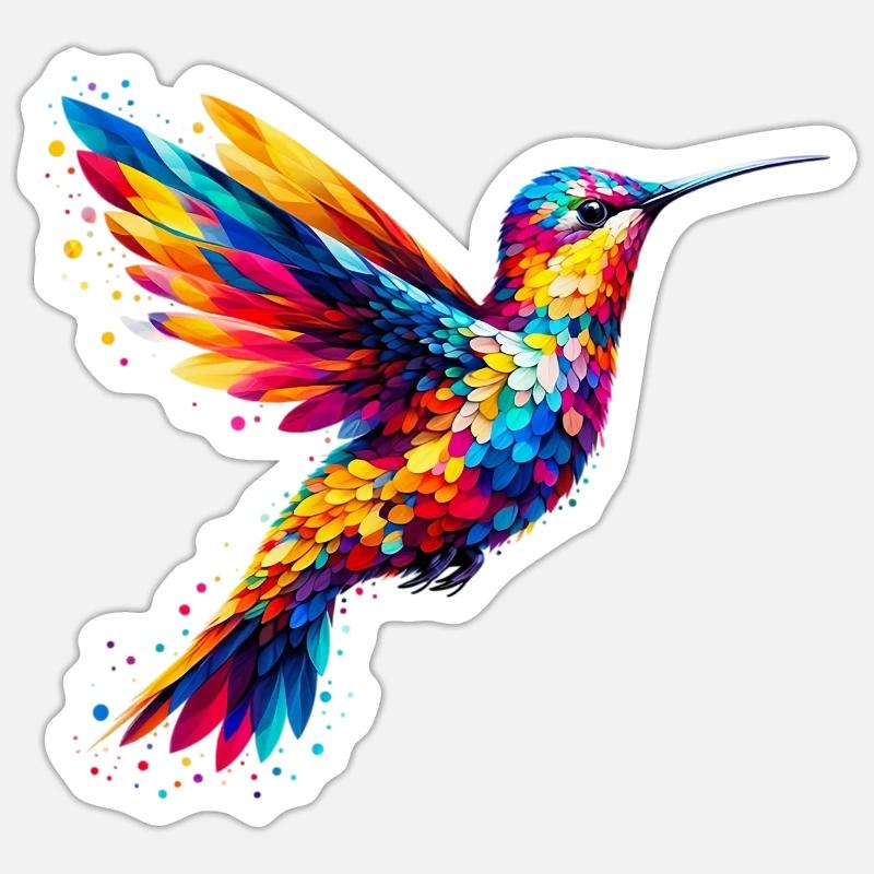 Colibri - Sticker taille S (10 x 10 cm) - blanc mat