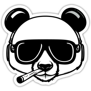 Stoned Panda - Sticker Größe S (10 x 10 cm) - Mattweiß - Vorne