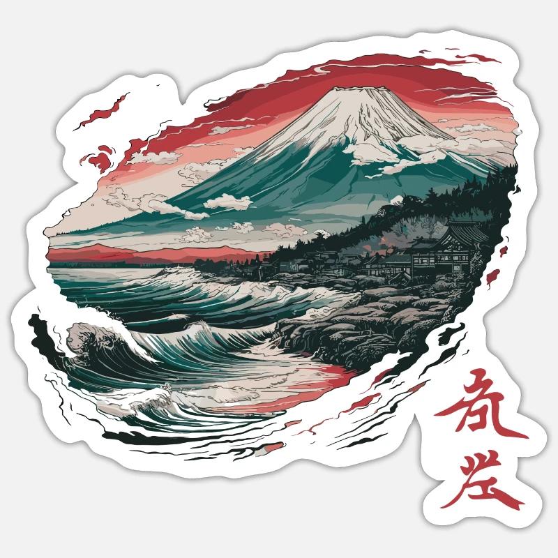 Fujiyama Fuji für einen Japaner oder Japan Sticker Größe S (10 x 10 cm)