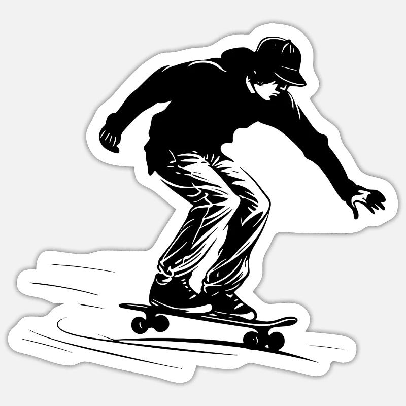 Skateboard Junge Grafik - Sticker Größe S (10 x 10 cm) - Mattweiß