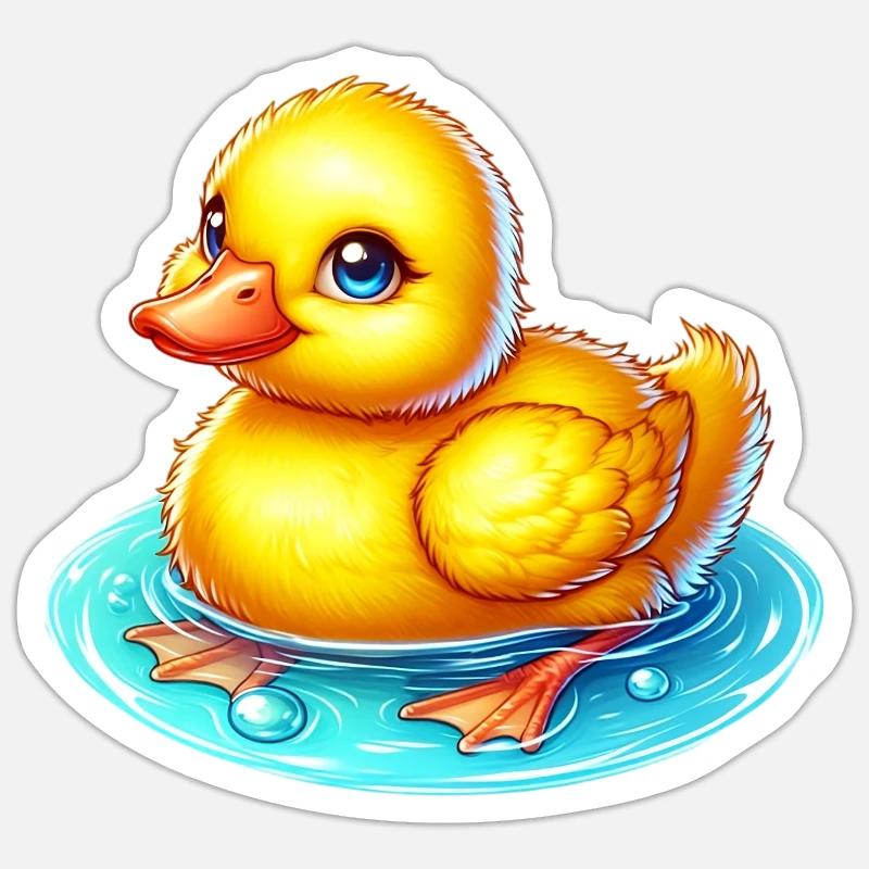 Caneton Canard Canard - Sticker taille S (10 x 10 cm) - blanc mat
