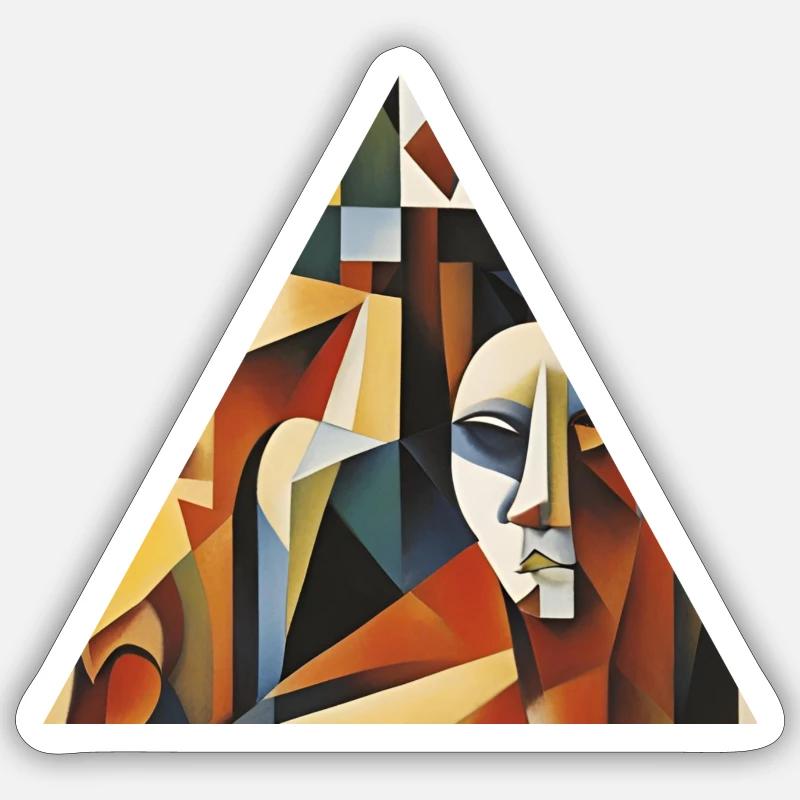 triangle cubisme Sticker taille S (10 x 10 cm)