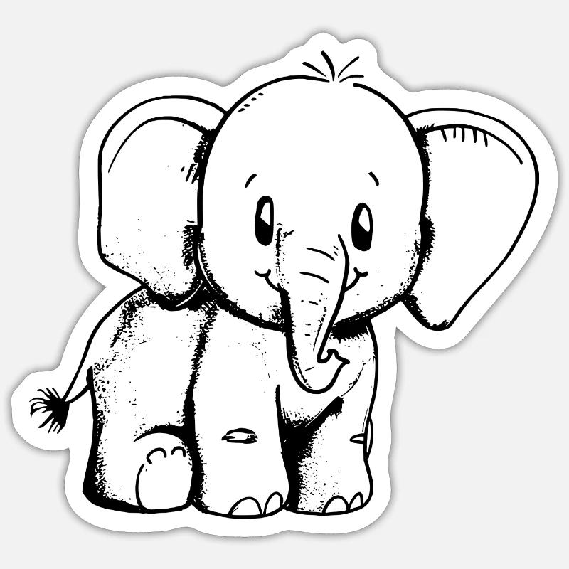 Éléphant Adorable - Sticker taille S (10 x 10 cm) - blanc mat