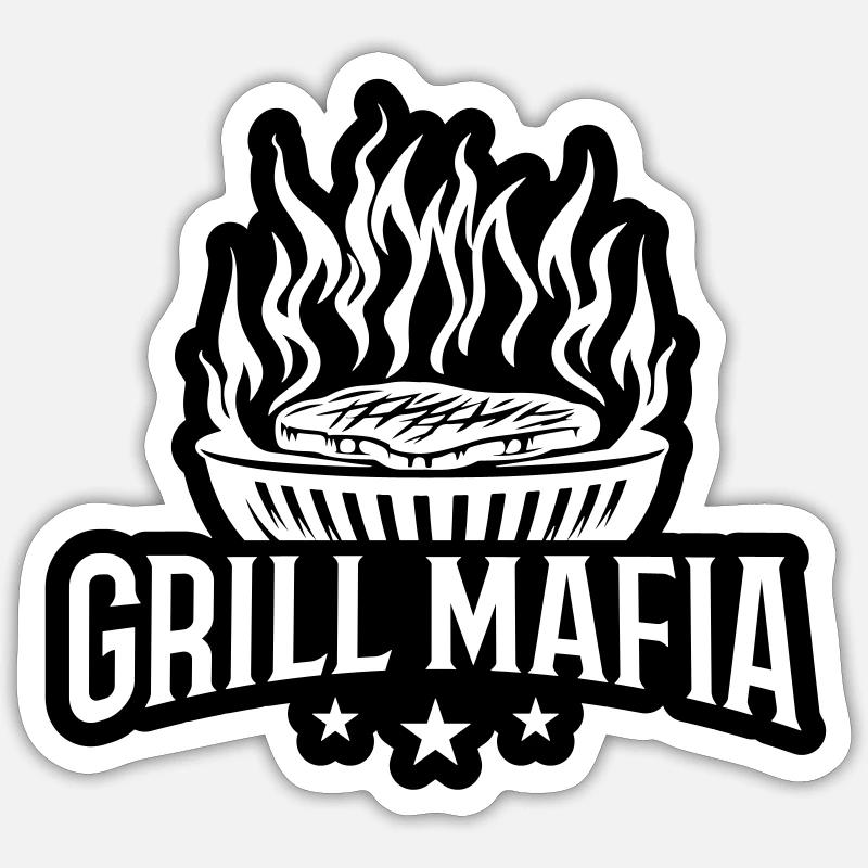 Grill Mafia Grilling - Sticker size S (10 x 10 cm) - white matte