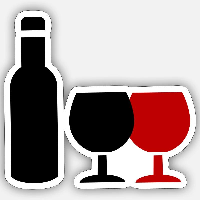 Wein Icon - Sticker Größe S (10 x 10 cm) - Mattweiß
