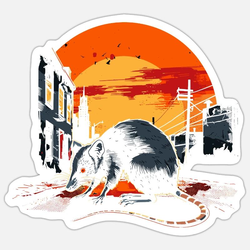 Opossum - Sticker Größe S (10 x 10 cm) - Mattweiß