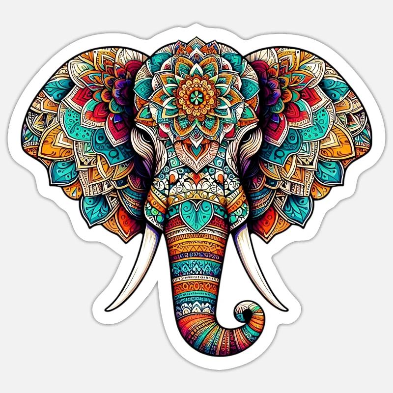 Elefant - Sticker Größe S (10 x 10 cm) - Mattweiß