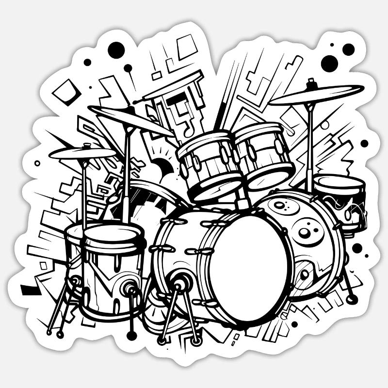 Drum Sketch Sticker size S (10 x 10 cm)