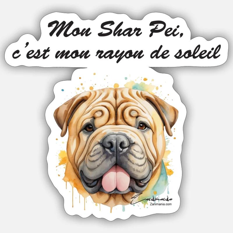 Shar Pei rayon de soleil Sticker taille S (10 x 10 cm)
