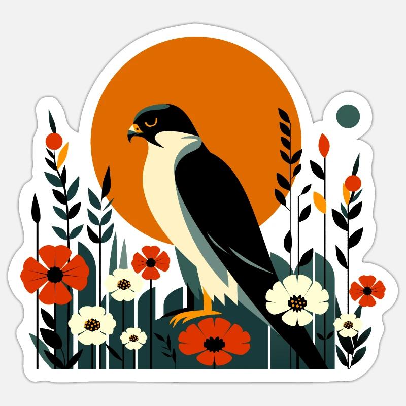 Faucon pèlerin en fleurs Sticker taille S (10 x 10 cm)