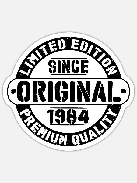 Original 1984 Jahrgang Vintage Geburtstag Geschenk - Sticker Größe S (10 x 10 cm) - Mattweiß