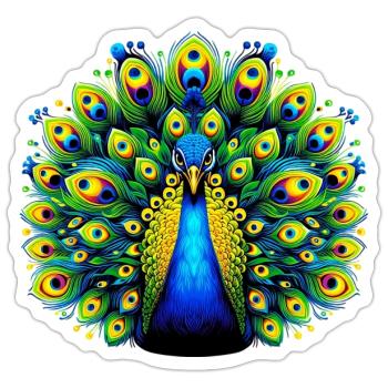 Peacock - Sticker size S (10 x 10 cm) - white matte - Front