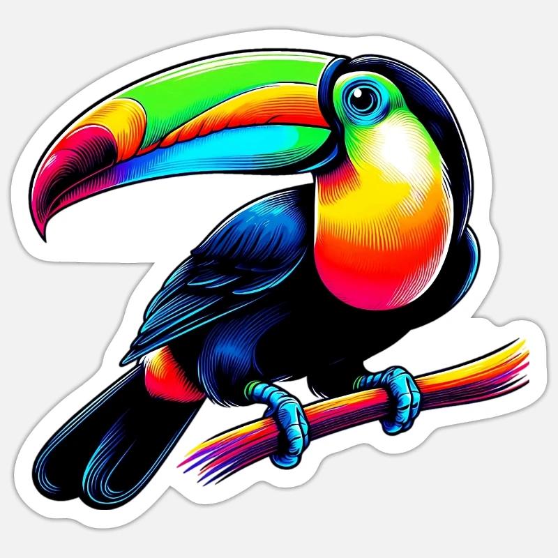 Toucan - Sticker taille S (10 x 10 cm) - blanc mat