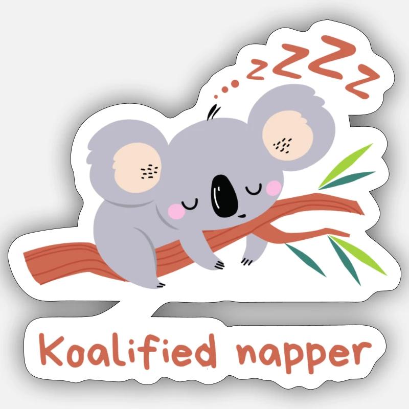 Koalified napper - Sticker size S (10 x 10 cm) - white matte
