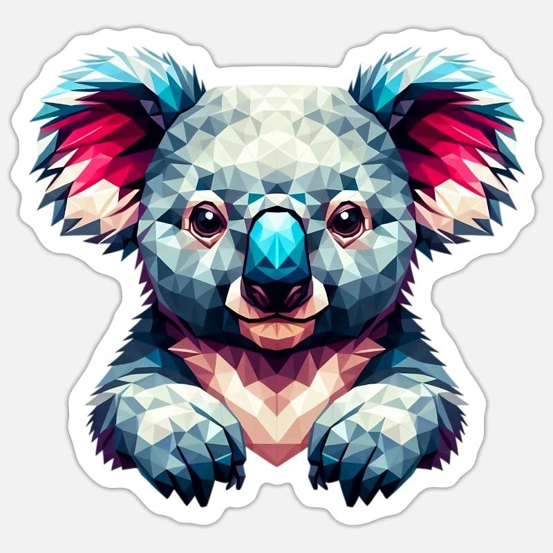 Polygonal Koala - Sticker taille S (10 x 10 cm) - blanc mat
