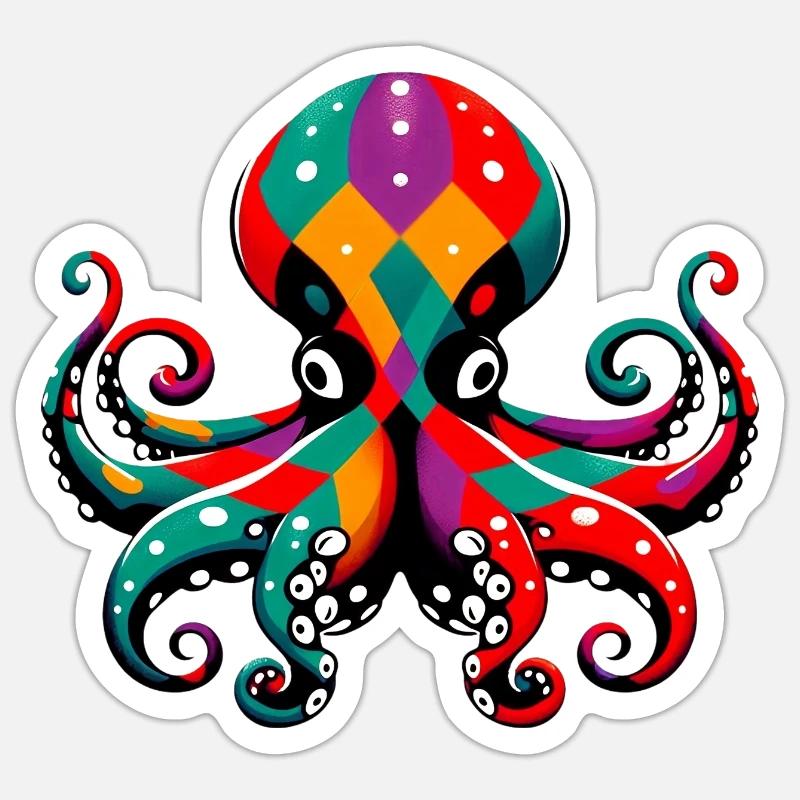 Harlequin Octopus - Sticker size S (10 x 10 cm) - white matte