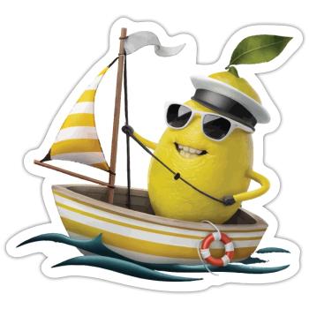 Obst Zitrone Bootfahren Geschenk - Sticker Größe S (10 x 10 cm) - Mattweiß - Vorne
