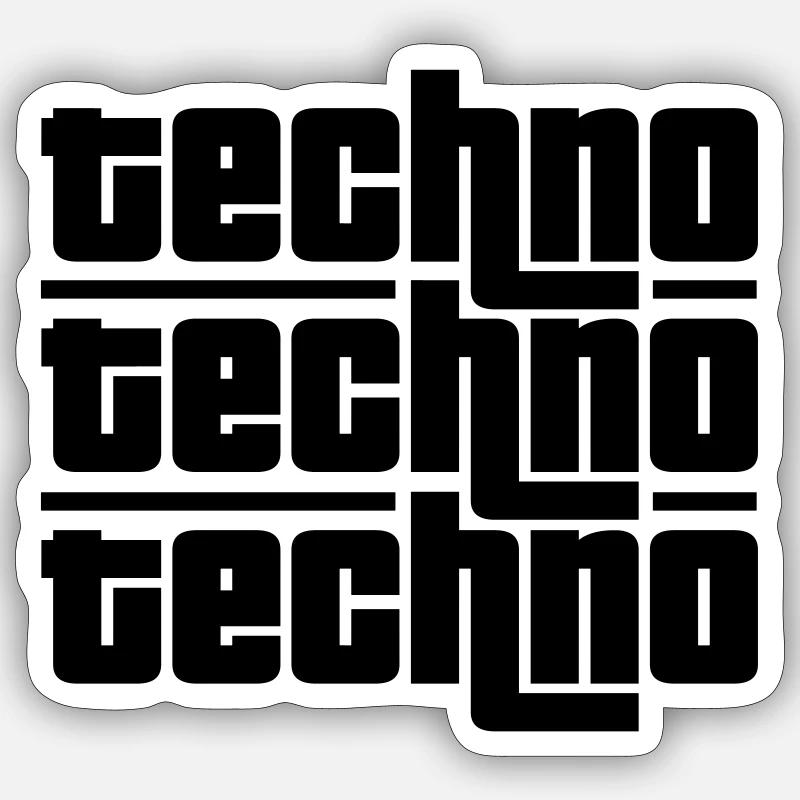 Techno Techno Techno - Sticker size S (10 x 10 cm) - white matte