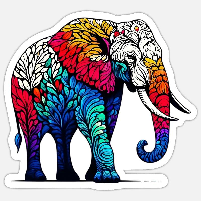 Elefant - Sticker Größe S (10 x 10 cm) - Mattweiß