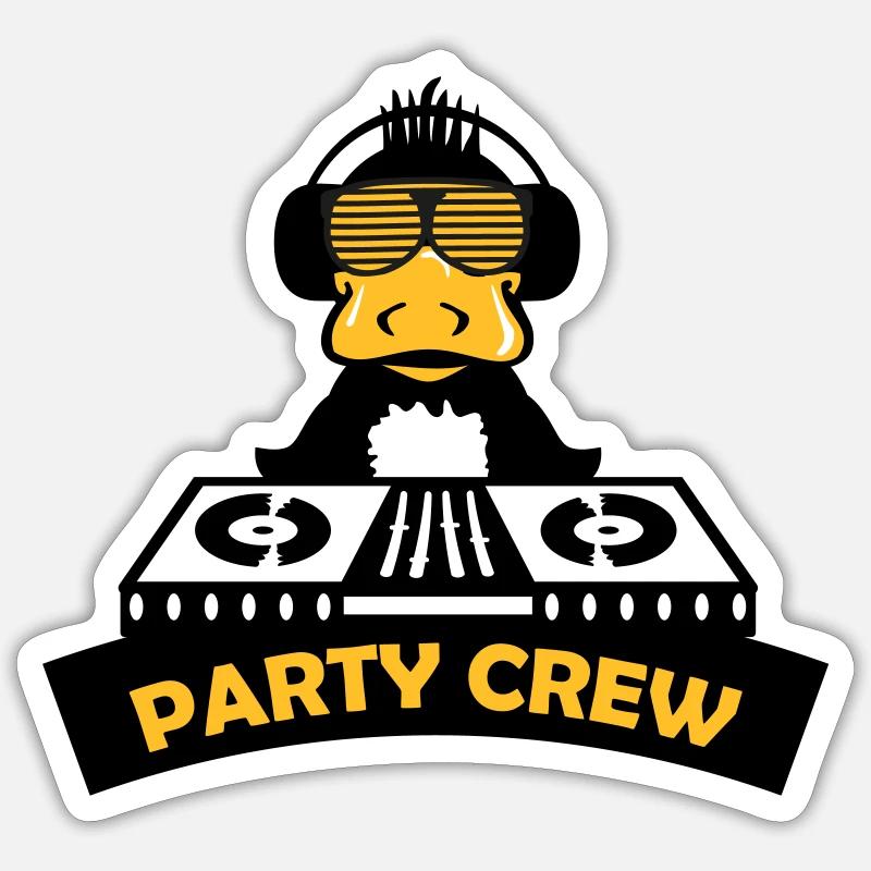 Duck Party Crew 2 - Sticker taille S (10 x 10 cm) - blanc mat