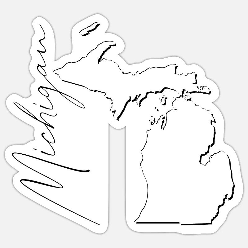 Michigan (United States) | Map | Shadow Script Sticker size S (10 x 10 cm)