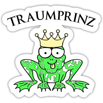 Prince Charmant Grenouille Roi - Sticker taille S (10 x 10 cm) - blanc mat - Devant