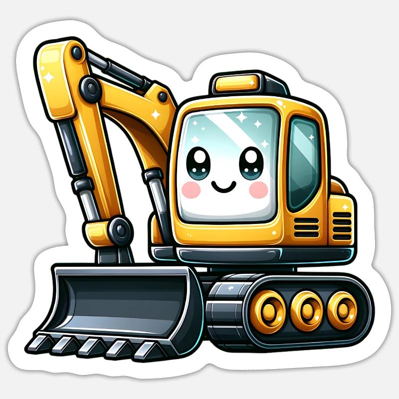 Bagger - Sticker Größe S (10 x 10 cm) - Mattweiß