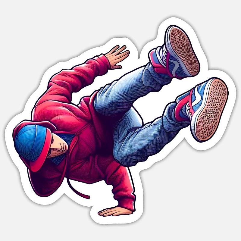 Breakdance Tanzschritte - Sticker Größe S (10 x 10 cm) - Mattweiß