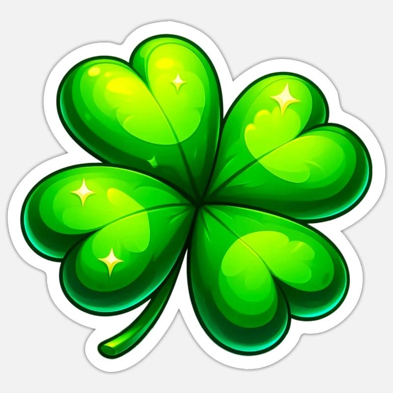 Vierblättriges Kleeblatt - Sticker Größe S (10 x 10 cm) - Mattweiß