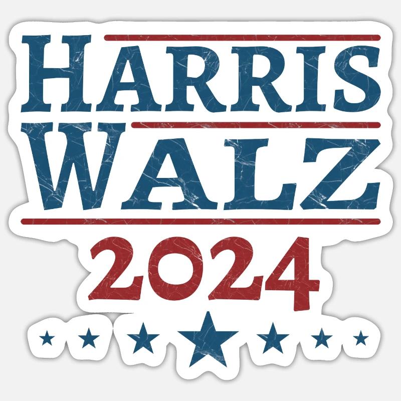 Harris Walz 2024 - Sticker taille S (10 x 10 cm) - blanc mat