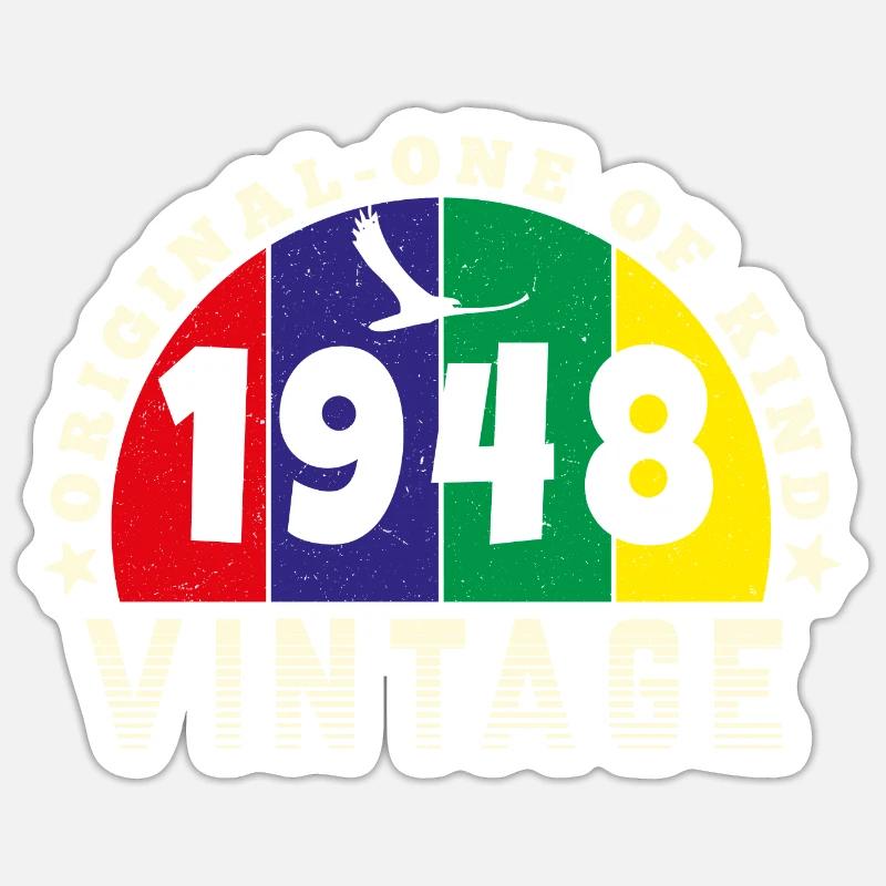 Vintage 1948 Retro - Bursdag Sticker size S (10 x 10 cm)