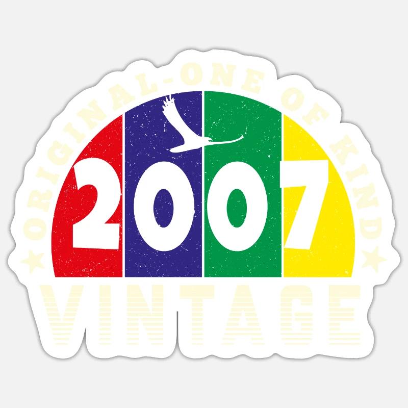 Vintage 2007 Retro - Bursdag Sticker size S (10 x 10 cm)
