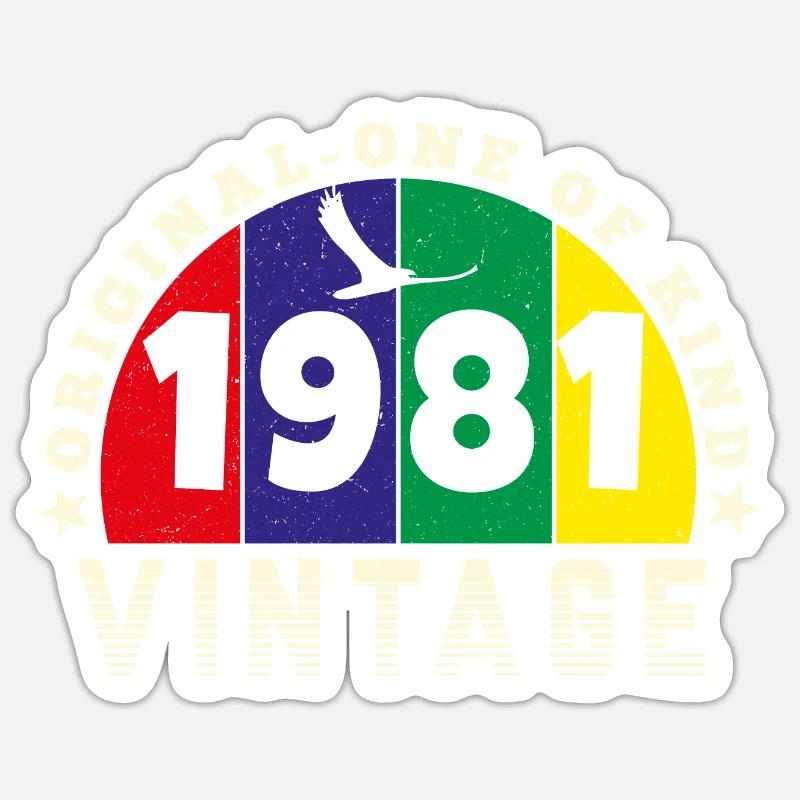 Vintage 1981 Retro - Bursdag Sticker size S (10 x 10 cm)