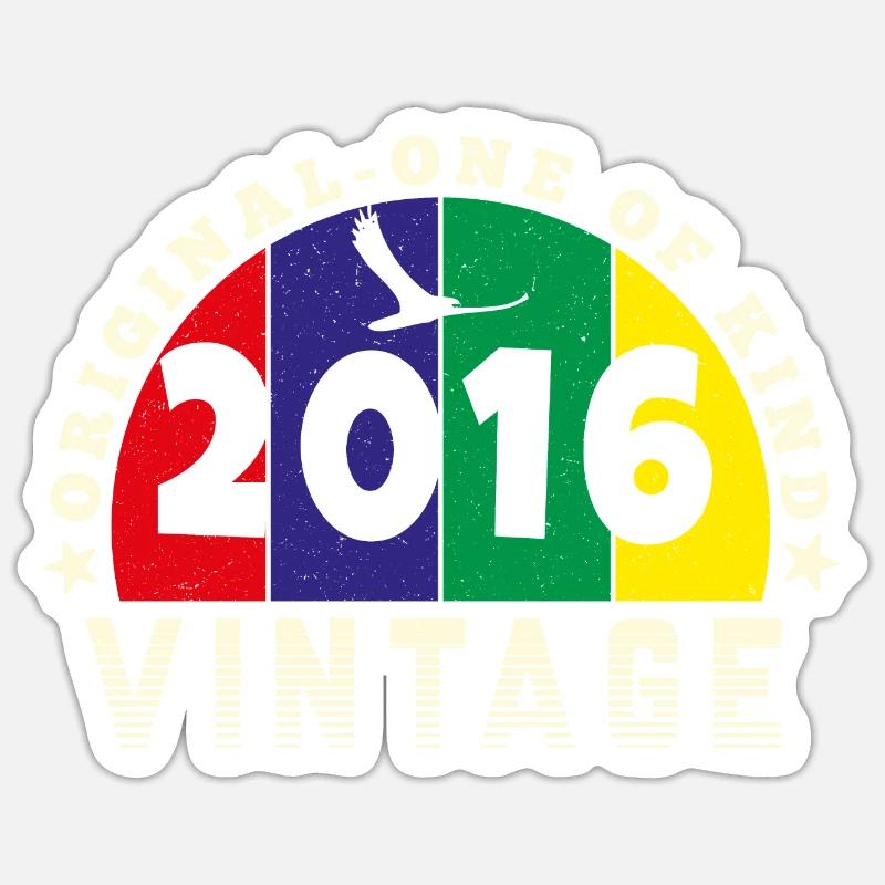 Vintage 2016 Retro - Bursdag Sticker size S (10 x 10 cm)
