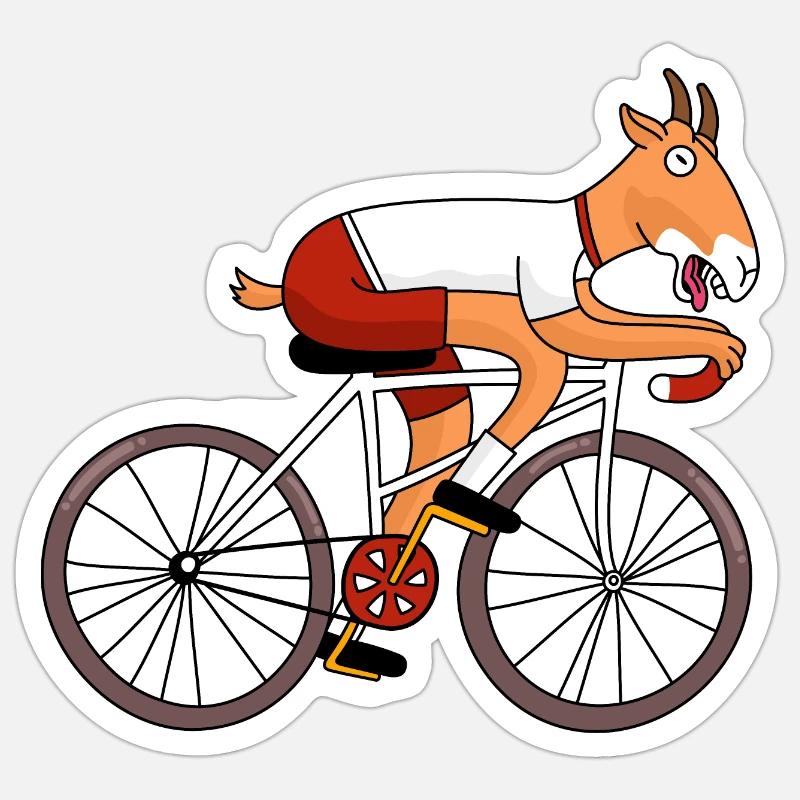 Goat on a bicycle - Sticker size S (10 x 10 cm) - white matte