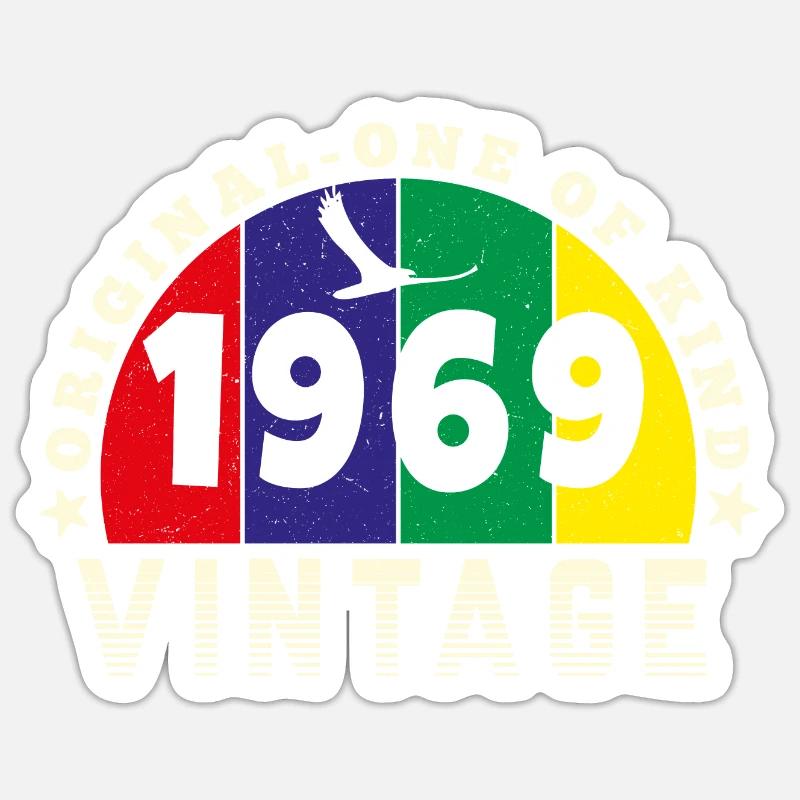 Vintage 1969 Retro - Bursdag Sticker size S (10 x 10 cm)