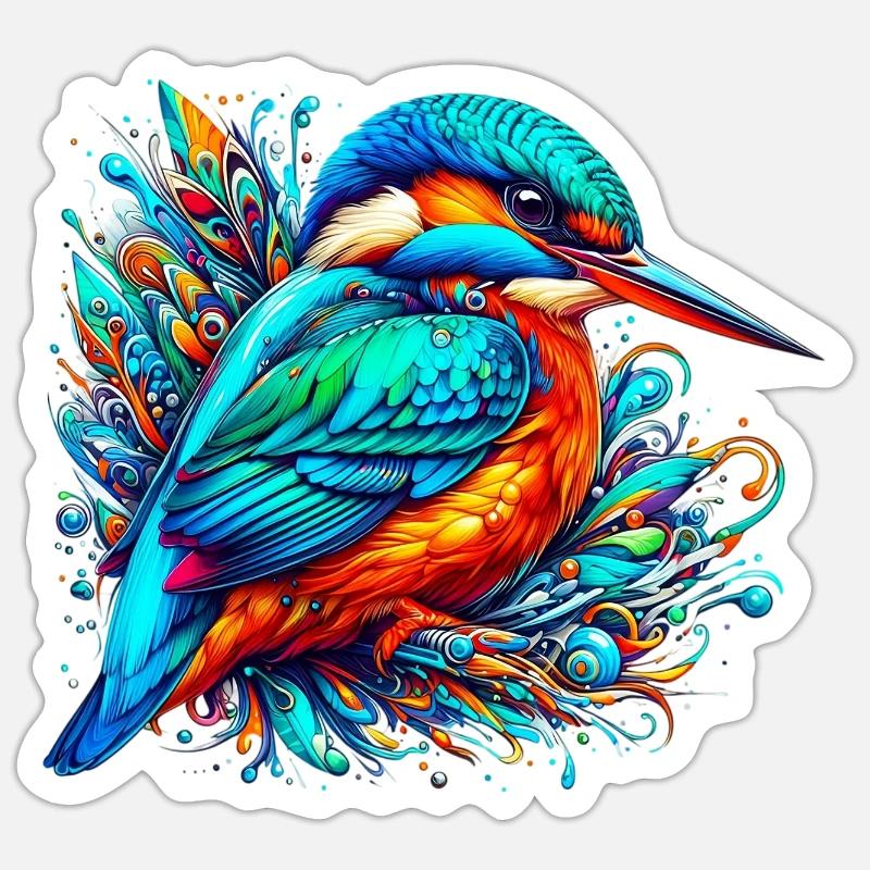 Kingfisher - Sticker size S (10 x 10 cm) - white matte