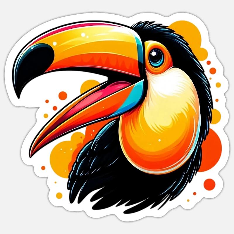 Toucan - Sticker taille S (10 x 10 cm) - blanc mat