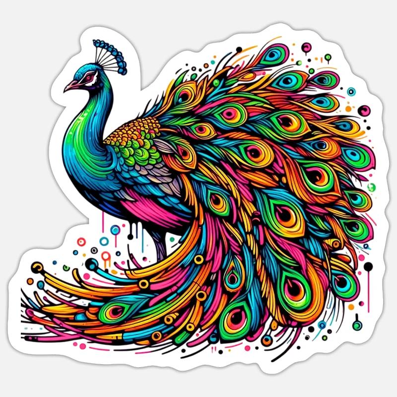 Peacock - Sticker size S (10 x 10 cm) - white matte