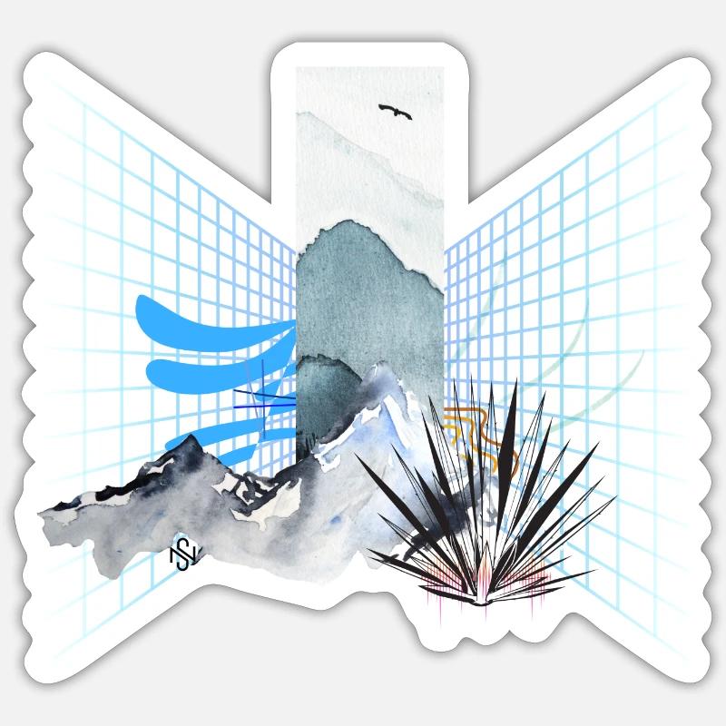 Digitale Landschaft - Sticker Größe S (10 x 10 cm) - Mattweiß