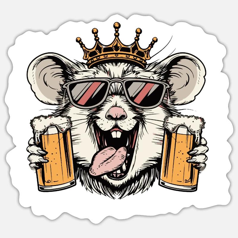 Bière de hamster drôle - Sticker taille S (10 x 10 cm) - blanc mat