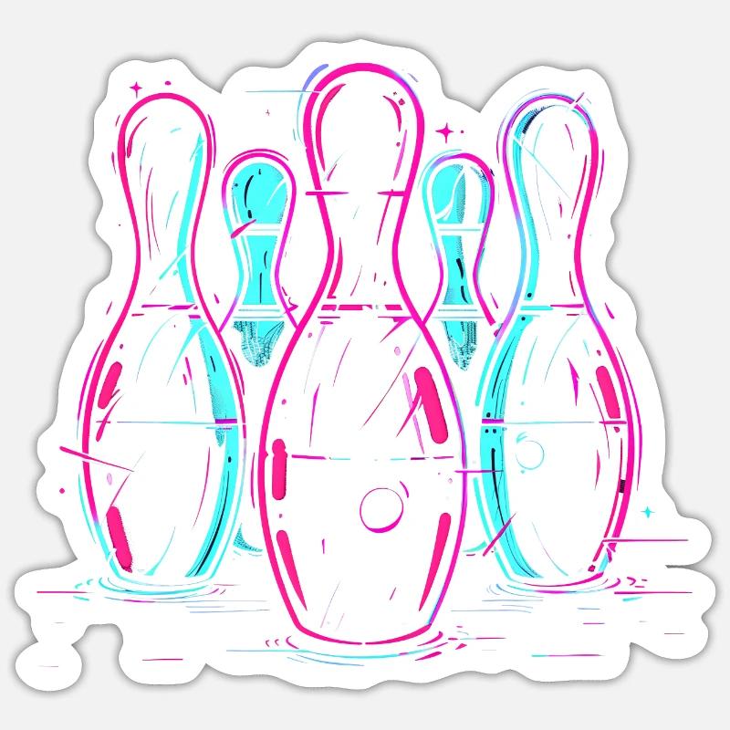 Retro Bowling Synthwave - Sticker size S (10 x 10 cm) - white matte