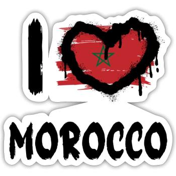 J’aime le Maroc / J’aime le Maroc Pays - Sticker taille S (10 x 10 cm) - blanc mat - Devant