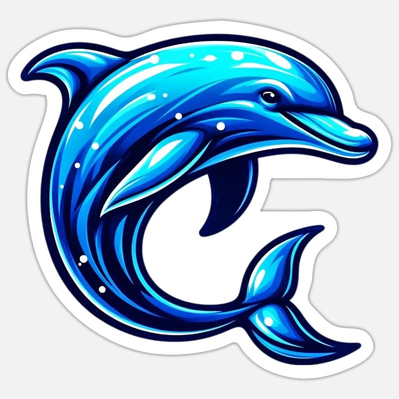 Delfin - Sticker Größe S (10 x 10 cm) - Mattweiß